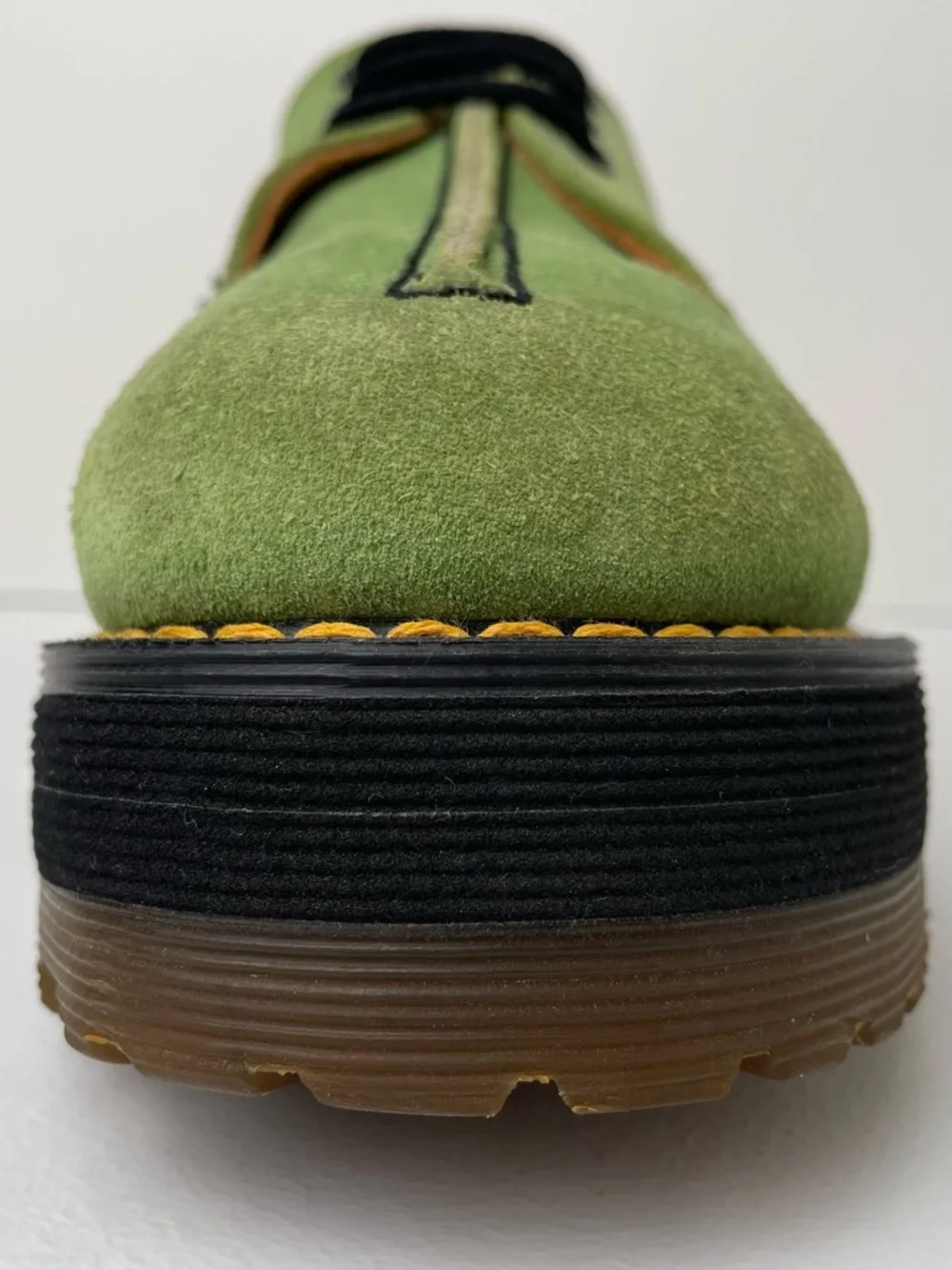 Vintage Dr. Martens England Crazy Bomb Green Suede Platform Oxfords UK 4